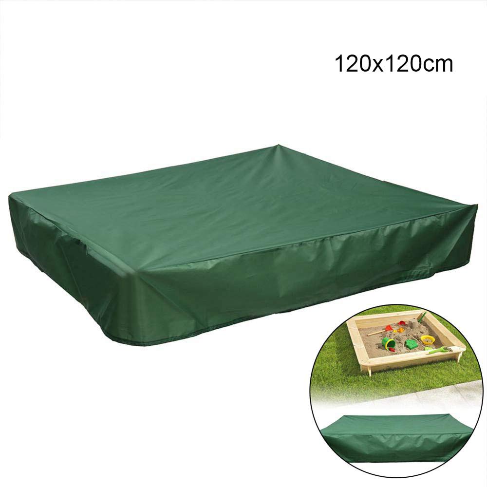 FOONEE Sandbox Cover, Square Dustproof Protection Sandbox Canopy With Drawstring, Waterproof Sandpit Pool Cover, Avoid The Sand And Toys Contamination, Green,120 X 120cm