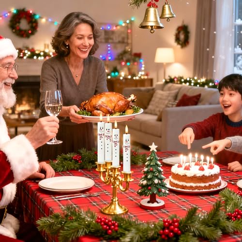Velas cónicas LED navideñas Whaline para decoración de centro de mesa de invierno 6