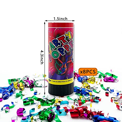 8 Pcs Party Confetti Poppers Cannons For Wedding Birthday Graduation Baby Shower Anniversary Christmas New Year's Party Celebrations Supplies And Favors #TOP1