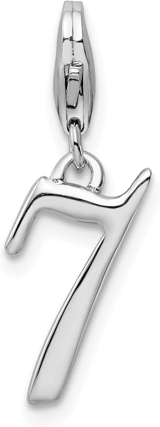 Sterling Silver Number 7 with Lobster Clasp Charm