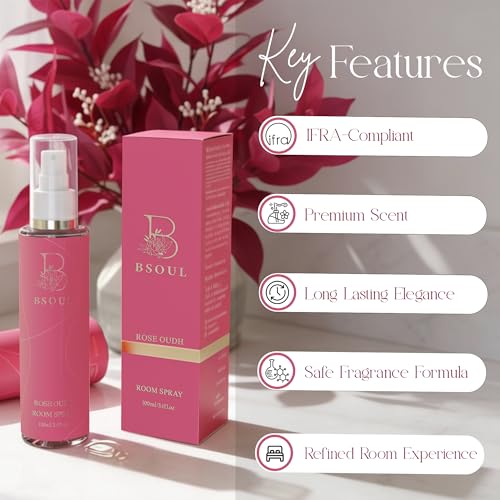 Image of BSOUL Air Freshener Spray 100 ML Pack Of 2 Rose | Calming Floral Room & Nature Inspired Fragrance for Car Non-Toxic & Long-Lasting Room Freshener