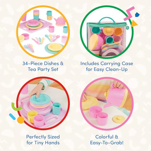 Battat – Play Circle – Dish Set – Plates, Cups, and Tea Party Toys – Kitchen Toys for Toddlers – Pretend Play – 3+ Years(34 Pieces) by Battat - Image 2