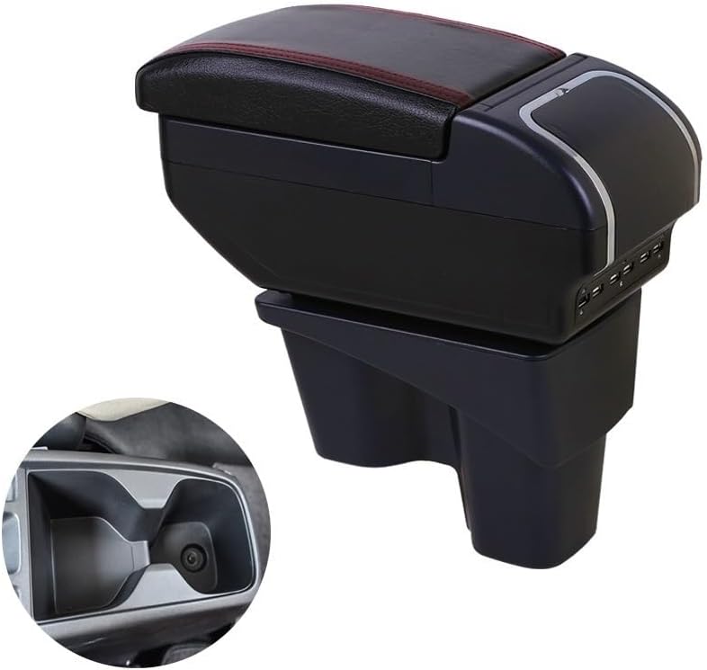 車のアームレストボックス シティアームレスト用デュアルレイヤー大スペースPUセントラルストアコンテンツボックスとカップホルダー灰皿U