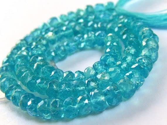 Apatite bleue verte en perles rondelles facettées 5-6mm pour la création de bijoux en pierres