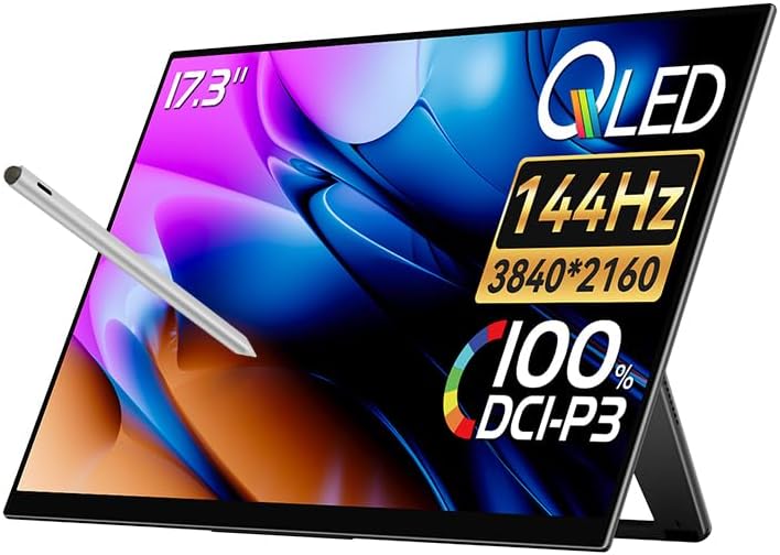 EHOMEWEI D4 Pro 17" 4k 144Hz Portable Monitor with 3840 * 2160 Resolution for External Display Gaming Monitor with Screentouch Function