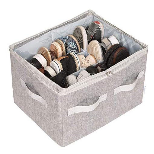Moteph-Shoe-Organizer-Closet-Storage-Solution-with-Clear-Cover-Adjustable-Dividers-for-Shoes-Handbags-Blankets-Linen-Clothing-Grey-Medium-16-Pairs