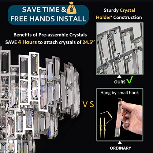 image for ANTILISHA Chrome Crystal Chandelier Lighting 24.5'' for Dining Rooms B