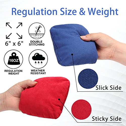 Eunho Dual Sided Cornhole Bags Set Of 8 Regulation Professional, Slick And Sticky For Pro Style Corn Hole Games, All Weather Tournament Bean Bags With Carry Bag (Red/Blue) #TOP1