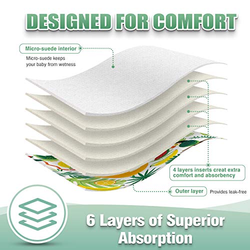 Image of wegreeco Cloth Diapers 6 Pack with 6 Inserts & 1 Wet Bag, Washable Cloth Diapers for Babies, One Size Adjustable Reusable (Fruits, Animals)