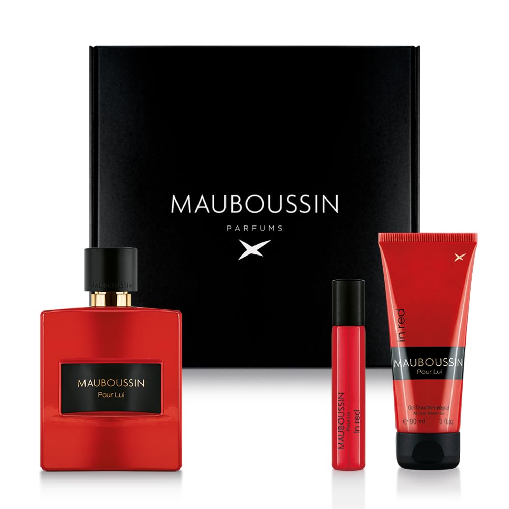 Mauboussin - Coffret Pour Lui In Red : Eau de Parfum 100ml, Gel Douche 90ml & Travel Spray 20ml