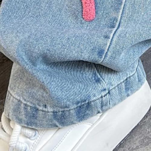 Girls Bow Jeans Trendy High Waist Wide Leg Baggy Denim Pants Casual Y2k Preppy Streetwear Cute Straight Trousers with Pocket2