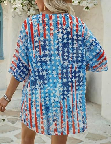 Image of Chunoy Women Floral Beach Wear Cover Up Chiffon Kimono Cardigan Open Front Blouse Top