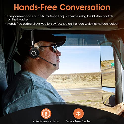 Giveet Bluetooth Headset For Cell Phones, Trucker Wireless Headset With Noise Cancelling Microphone, Charging Dock, Mute Function, 17H Talking Time For Home Office Call Center Skype Telephone Pc #TOP2