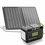 MARBERO Camping Solar Generator 88Wh Portable Power Station 120W Peak Generator with Solar Panel Included 21W, AC, DC, USB QC3.0, LED Flashlight for Outdoor Home Camping Fishing Emergency Backup