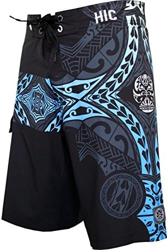 Hawaiian Island Creations (HIC) 21" Kanaha 8 Way Stretch Boardshorts, Black Sky, 36