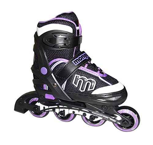 Mongoose Adjustable Inline Skates- Purple, Purple/Gray/Black, Size 1-4 (MG-092G-S)