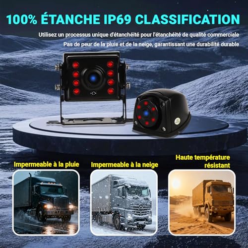 Caméra de recul 1080p avec moniteur IPS 9 pouces et 4 caméras infrarouges - 5
