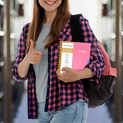 Cagie 5 Subject Notebook College Ruled 6'' X 8'' Hardcover Spiral Lined Notebook With 5 Removable Colored Dividers 204 Pages Notebooks For Work, School Supplies, Home & Office, Writing Journal #TOP4