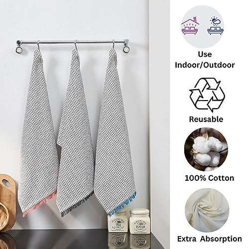 Penguin Home Set of 3 100% Cotton Kitchen Towels, Eco Friendly Sustainable Tea Towels Stylish with Different Pattern, Size - Image 2