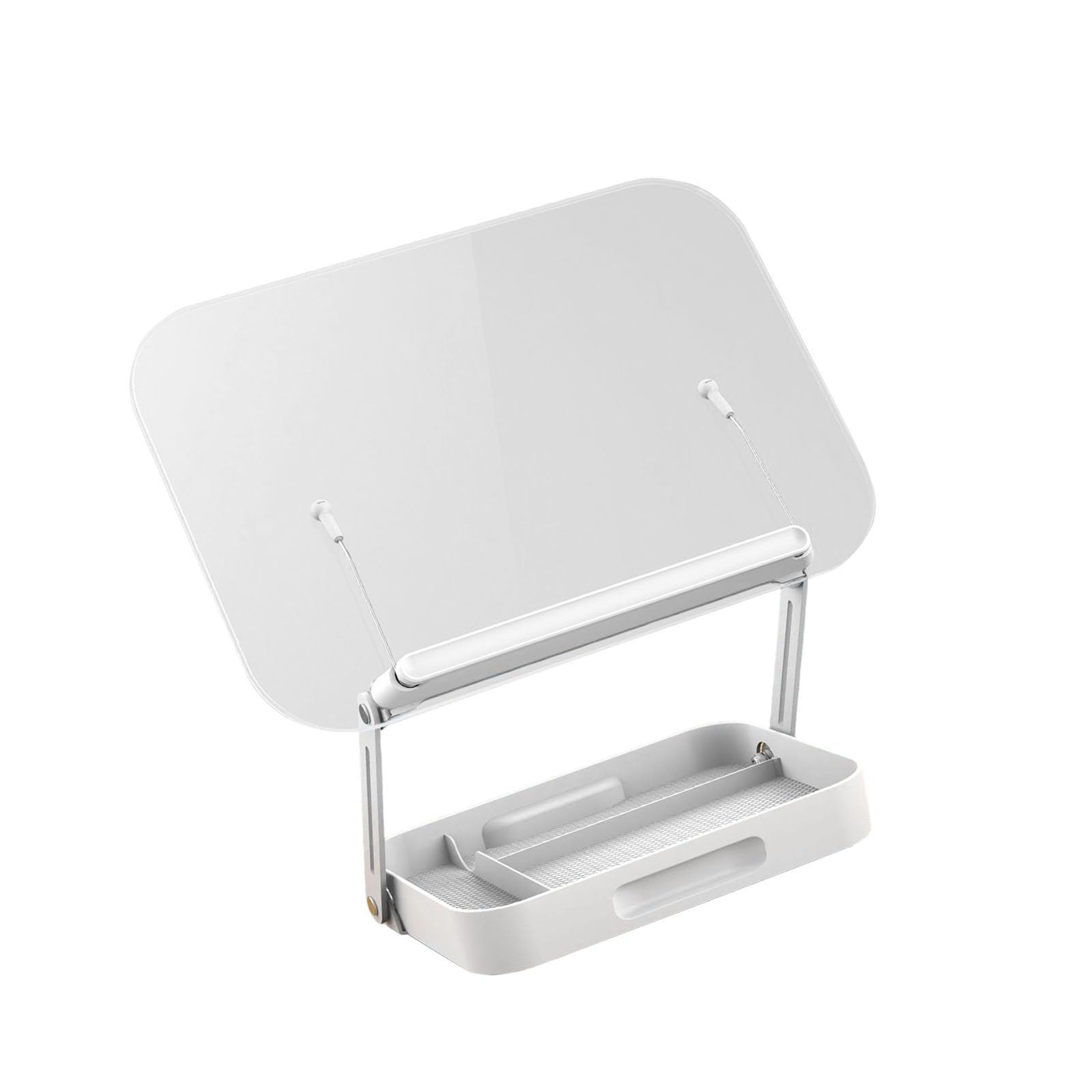 Tsophreniq Strong Clear Acrylic Book Rack Featuring Heavy Duty Clips and Holding Space for Magazines and Laptops Space Saving Bookstand