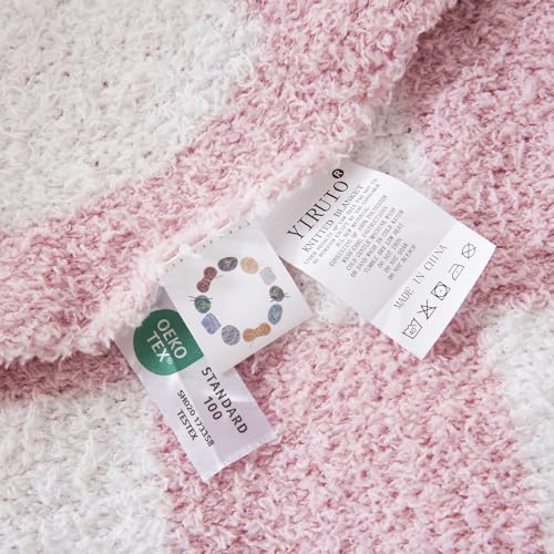 Couverture réversible plaid rose jeté de lit canapé flanelle échiquier - 8