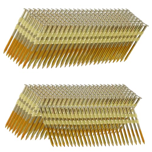 SITLDY 21 Degree Framing Nails 500 Count, 3.0-Inch x .12" Ring Shank, Full Round Head EG Galvanized, for Pneumatic Electric 20 to 22 Degree Framing Nailer