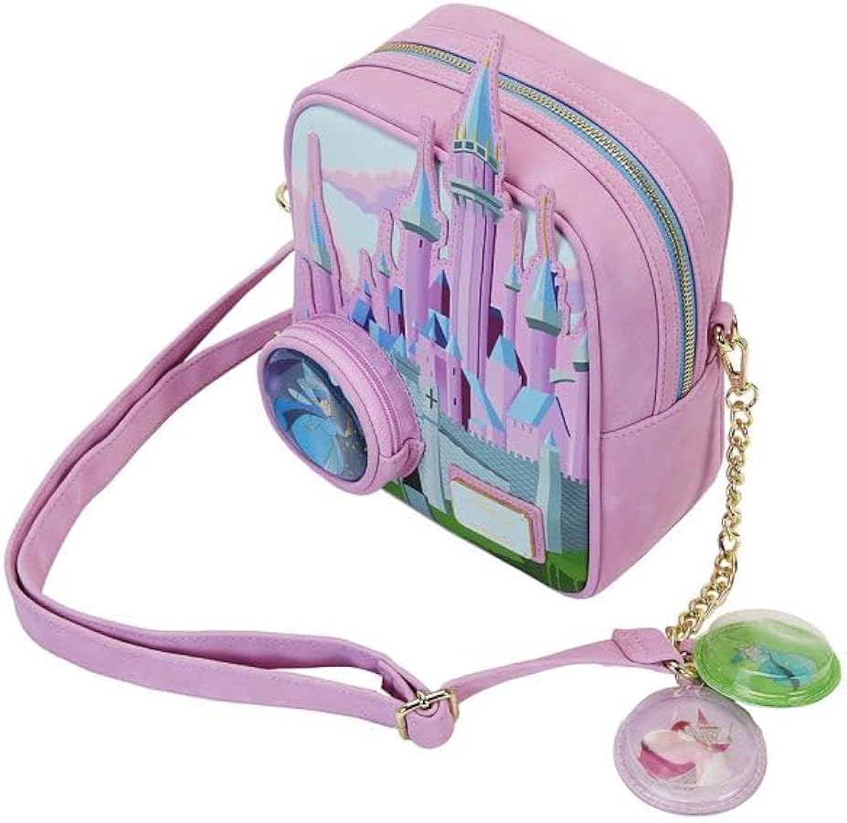 Loungefly Disney Sleeping Beauty Flowers & Three Good Fairies - Mini Cartera Con Cremallera, Color Morado, Púrpura, Talla única, Compacto