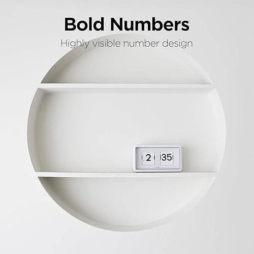 Miniatura 4 de mooas Newtro Reloj de Escritorio con Volteo, Diseño Retro Reloj de Volteo Automático, Volteo Vintage Automático, Funciona con Batería, AM/PM, Blanco