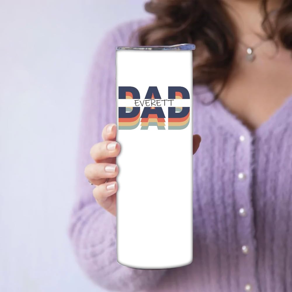 Personalized Sublimated Color Tumbler for Dad, World's Best Dad Stainless Steel Tumbler, Gift for New Dad, Retirement Cup With Straw, Lid, for Him, Birthday Cup for Husband, Appreciation, Insulated