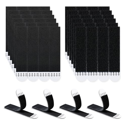 LLPT Klebestreifen | 24 Paar(48 Streifen) | Large 19 x 94 mm | Bilder-Montagestreifen Bilder Aufhängen Ohne Bohren | Klettband Selbstklebend | für Wandposter (LB19924) | Schwarz