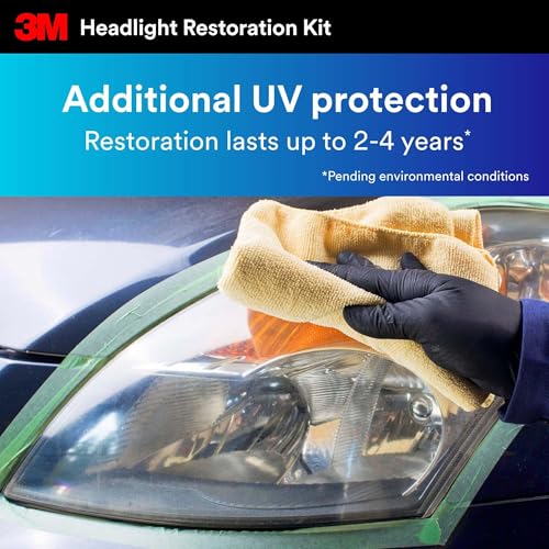 Image of 3M Ultra Headlight Restoration Kit 39195, 2 Pack (2 Kits), Removes Cloudy Yellowed Haze, 500 /800 /3000 Grit Sanding Discs + Clear Coat, For Plastic Lenses