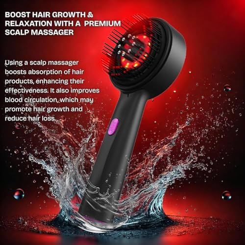 Image of effora's 3-1 red light therapy scalp massager | oil massager for scalp hair | electric hair massager comb | hair massager machine | 3 In 1 hair oil applicator | head relaxation at home |
