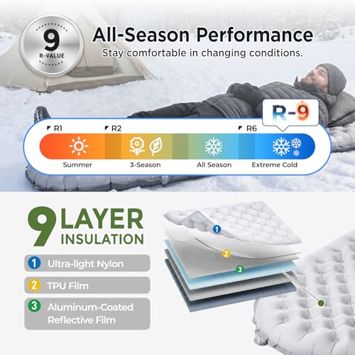 Image of Elegear CumbreX Sleeping Pad for Camping with 9 R-Value, 4 inch Thick Ultralight Camping Sleeping Mat for All Seasons, Insulated Backpacking sleeping pad, Durable Camping Mattress for Outdoor Hiking Tent