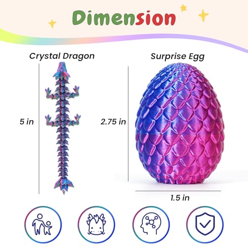 4PCS 3D Printed Dragon Eggs with Dragon Inside Mini Dragon Egg Set Articulated Dragon Mystery Dragon Egg Fidget Toy Surprise 3D Printed Animals Toy Set - Image 4