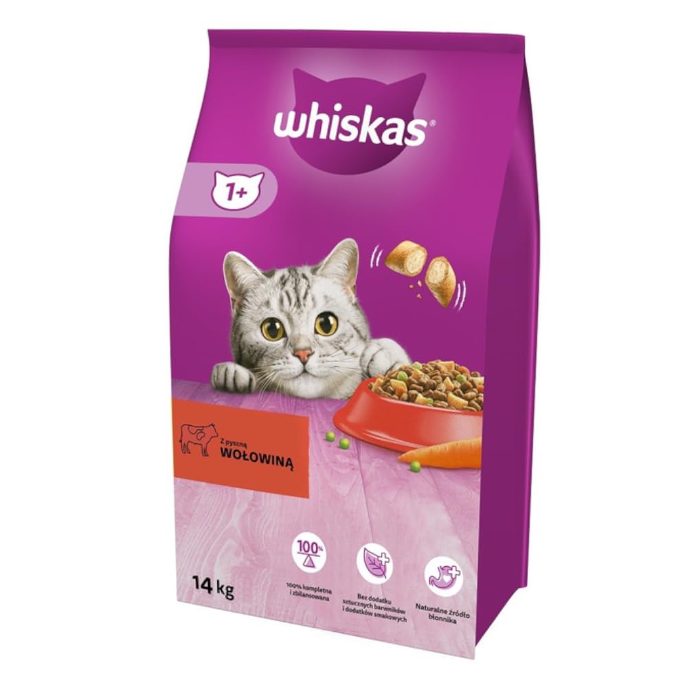 WHISKAS Manzo con carota, 14 kg