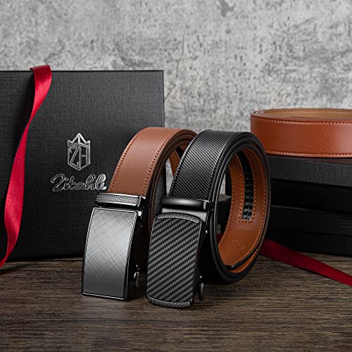 Image of Zitahli Leather Ratchet Belt for Men - 2 Pack Mens belt,Customizable Fit