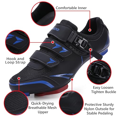 Image of KESCOO Unisex Cycling Shoes Compatible with Peloton Bike & SPD Indoor Outdoor Road Bike Cycling Shoe for Men Women, 1 Hook and Loop Strap, with Delta Cleats