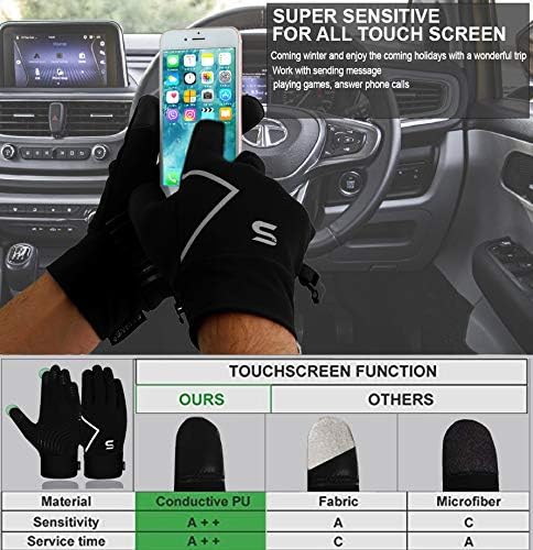 Running Gloves Cycling Winter Gloves Men Women Touchscreen Anti Slip Grip Lightweight Thickened Fleece Lining Windproof Outdoor Hiking Driving Thermal Workout Training Gloves