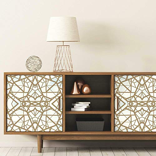 Roommates Rmk10689Wp Sky And Metallic Gold Shatter Geometric Peel And Stick Wallpaper 20.5" Wide X 16.5 Feet #TOP2