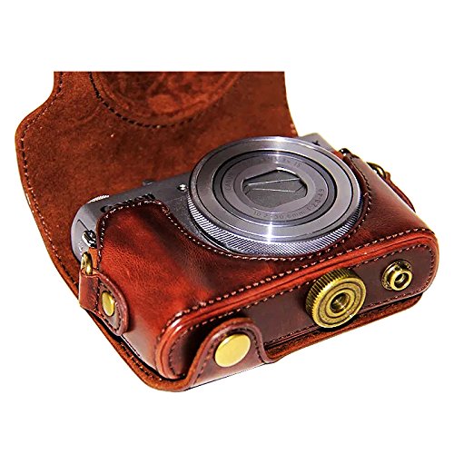 First2Savvv Xjpt-G9X-10 Dark Brown Full Body Precise Fit Pu Leather Digital Camera Case Bag Cover With Should Strap For Canon Powershot G9X G9 X #TOP4