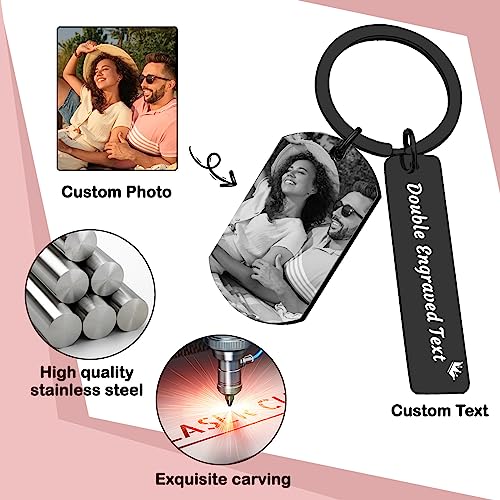 Cupike Personalized Picture Keychain - Customized Engraved Keychains With Photo Text, Personalized Gifts For Men Women Lovers thumb #3