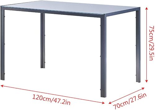 Miniatura 5 de Juego de 4 mesas de comedor y sillas modernas de 5 piezas para cocina pequeña, mesa rectangular de vidrio templado y 4 sillas de terciopelo gris