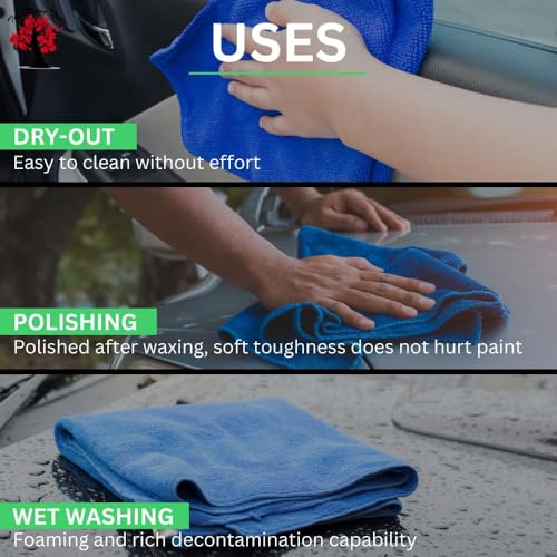 Image of Microfiber Cleaning Cloths for Car and Kitchen | 500 GSM | 40 X 60 CM | All Purpose Softer Highly Absorbent, Wash Cloth for House, Kitchen, Car, Window (Pack of 3)