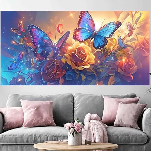Diamond Painting Adulte Fleur 50x100cm avec Kit Broderie Diamant 5D et Strass Crystal Art