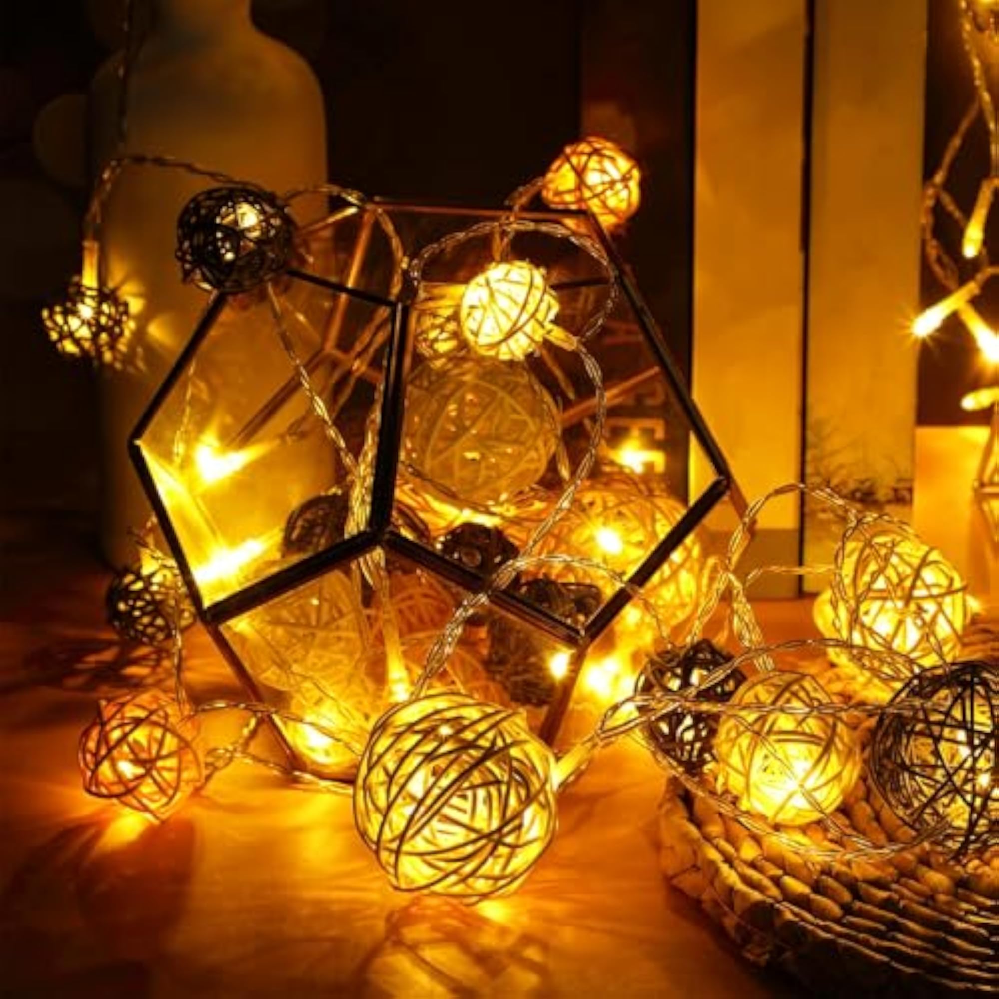 Wicker Rattan Balls Decorative Orbs, 4 Sizes for Crafts