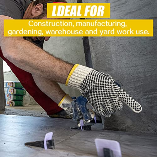 12 Pairs Safety Work Cotton Gloves 1With Slip Resistant Grip Dots Hand Savers For Construction, Industrial, Warehouse Lifting, House Moving, Landscaping Other Labor Activities By Gsafeme(Two Side Dots/Xl ) #TOP4