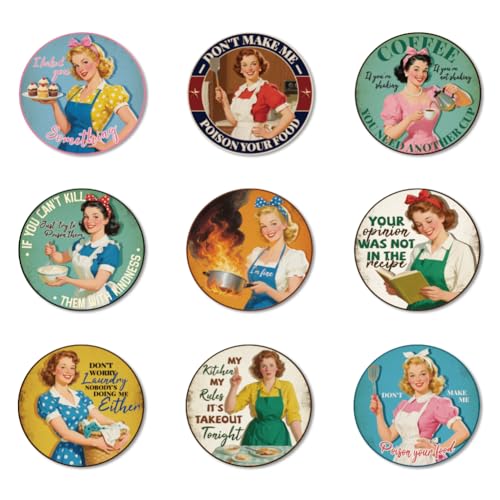 ANATTASOUL Retro Housewife Wooden Coasters Set of 9 Bulk(3.9)