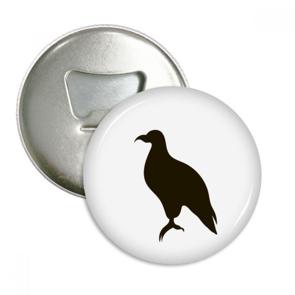Décapsuleur aimanté aigle noir et badge rond de 3 pièces argentés