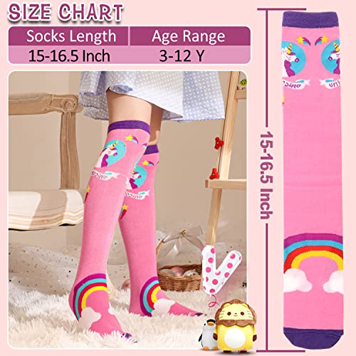 Image of MOGGEI 6 Pairs Kids Girls Knee High Socks Gift Long Crazy Silly Tall Funny Boot Cute Animal Child Fun Socks