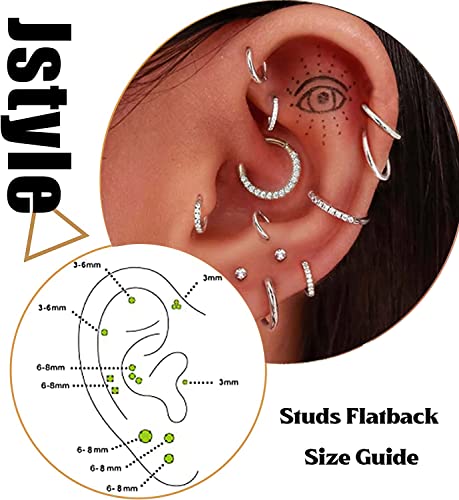 Jstyle 6Pairs 18G Stainless Steel Mens Womens Stud Earrings Cartilage Ear Piercings Helix Tragus Barbell Cz 3-8Mm S #TOP2